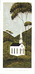 White Church Folkart Print