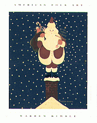 Santa on Chimney Folkart Print