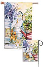 Three Watering Cans Art Flag