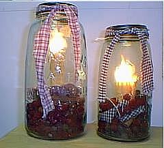 Ball Jar Lamps with Rosehips