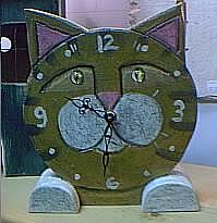 Handcarved Cat Clock